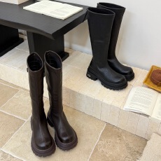 小众真皮长靴女2025秋冬新款厚底英伦风长筒靴不过膝高筒骑士靴