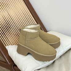 厚底雪地靴女2025年冬季新款短筒真皮加绒加厚保暖内增高人鱼棉鞋