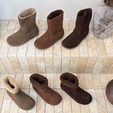 真皮两穿保暖雪地靴女2025秋冬新款厚底毛毛勃肯棉鞋复古加绒短靴