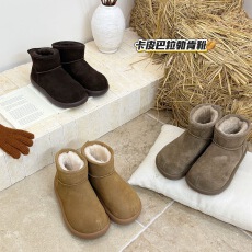 批发真羊毛磨砂牛皮 5CM增高雪地靴女冬季加绒女鞋面包靴