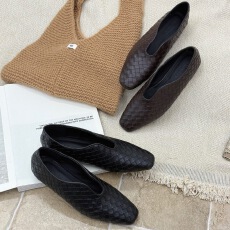 真皮2025秋冬通勤韩版时尚编织中低跟方头经典百搭单鞋