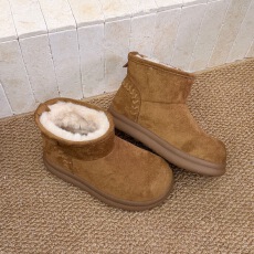 厚底加绒毛毛勃肯鞋女雪地靴子2025冬季新款保暖棉靴加厚短靴棉鞋