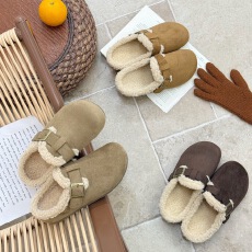 批发肯鞋加绒毛毛拖鞋女外穿<b class='q'>秋</b>冬季一脚蹬懒人平底包头棉拖