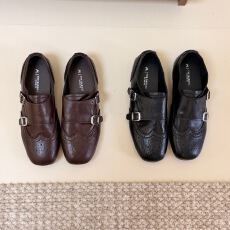 批发2026年春季女款时尚浅口单鞋复古流行平底方头英伦风乐福鞋