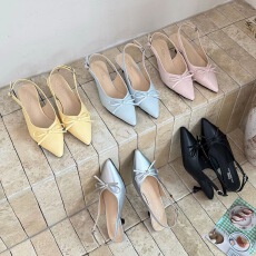 批发法式绝美蝴蝶结包头凉鞋女2026春夏季新款尖头不累脚细跟高跟鞋