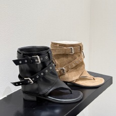 批发2026<b class='q'>春</b>夏夹趾凉鞋女牛仔布搭扣内增高辣妹圆头平底裤管凉靴女原创