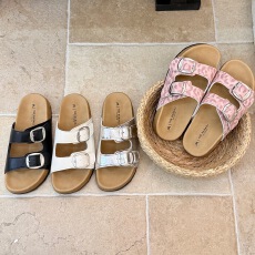 批发厚底软底拖鞋女夏外穿2026新款<b class='q'>休闲</b>复古平跟露趾双条扣带勃肯凉