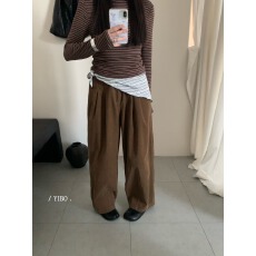 批发慵懒风休闲宽松小个子松紧腰灯芯绒<b class='q'>休闲裤</b>