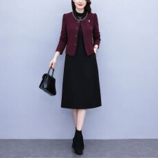 批发2026新款秋季时尚套裙外套+裙子遮肚显瘦遮肉减龄<b class='q'>妈妈装</b>