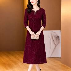 批发<b class='q'>蕾丝</b>钉珠重工中老年大码<b class='q'>连衣裙</b>喜婆婆春秋婚宴敬酒晚礼服2026新款