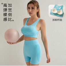 批发美背防震聚拢美背内衣两件套夜间运动瑜伽服套装女速干透气短款