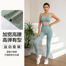 批发速干透气长裤<b class='q'>提</b><b class='q'>臀</b>运动瑜伽服套装<b class='q'>女</b>户外防震聚拢美背内衣两件套
