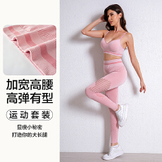 批发长裤交叉螺纹户外防震美背运动内衣两件套<b class='q'>提</b><b class='q'>臀</b>宅家夜间健身套装<b class='q'>女</b>