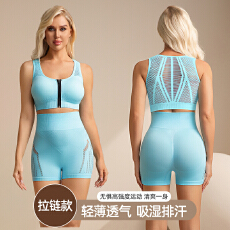 批发速干透气运动两件套瑜伽套装健身文胸美背显瘦支撑内衣女防震跑步