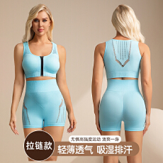 批发两件套瑜伽套装健身文胸美背显瘦支撑内衣女防震跑步速干透气运动