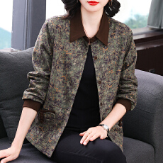 批发<b class='q'>妈妈</b>装春秋休闲<b class='q'>外套</b><b class='q'>中年</b>妇女短款夹克衫洋气2025新款减龄遮肚上衣