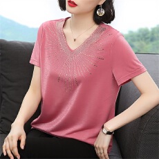 批发实拍女士短袖t恤宽松显瘦2026<b class='q'>夏</b>装新款休闲大码时尚小衫中年妈妈