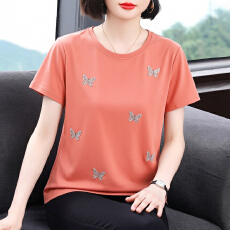 批发纯棉短袖上衣女夏季新款2026年中年<b class='q'>妈妈</b>休闲百搭半袖体恤宽松T恤