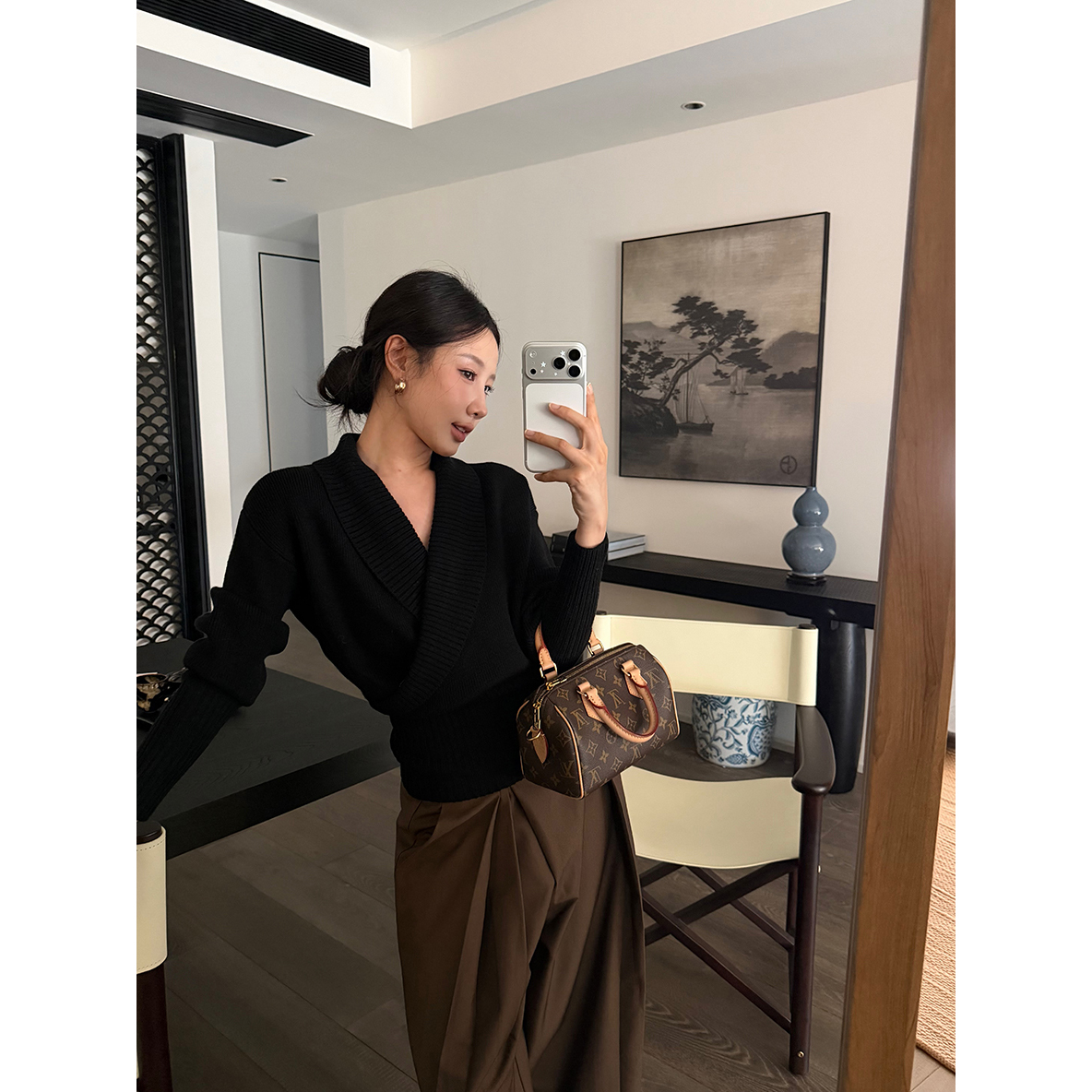 Photographed Wool Hooded Ribbed Knit Top Autumn/Winter Versatile Casual High-end Sweatshirt