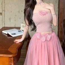 批发实拍新款甜美抹胸生日<b class='q'>晚宴</b>晚<b class='q'>礼服</b>轻奢小众收腰气质连衣裙