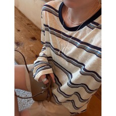 批发原版色织条 秋季防晒T恤 纳凉超薄条纹长袖T恤