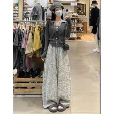 批发小香风<b class='q'>阔腿裤</b>女春秋季2025新款小个子高腰显瘦休闲慵懒风直筒<b class='q'>裤</b>子