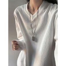 批发官图230克原版长袖<b class='q'>t</b><b class='q'>恤</b>打底衫男女薄款潮秋季提花中长宽松V领上衣