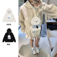 批发官图<b class='q'>大码</b><b class='q'>女装</b>200斤卫衣女秋季薄款新款潮刺绣花连帽宽松韩版上衣