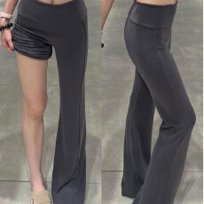 批发浅灰色加绒加厚微喇<b class='q'>运动</b>卫裤女秋冬2025新款高腰<b class='q'>显瘦</b>瑜伽休闲长裤