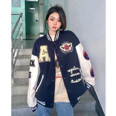 批发官图  原版刺绣【双面尼绒-100%涤-500克】潮牌美式棒球<b class='q'>服</b>