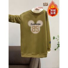 实拍华棉复银狐绒400克300斤假两件卫衣女冬季加绒宽松中长