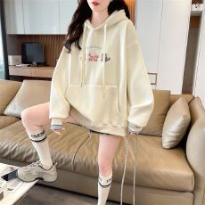实拍加绒连帽卫衣女学院风甜美卡通刺绣2025秋冬新款外套女