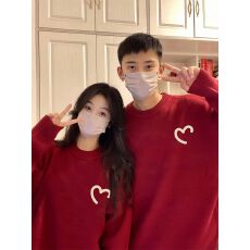 批发官图 特别的情侣装毛衣2025本命年红色<b class='q'>衣服</b>高级感<b class='q'>男</b>女爱心针织衫