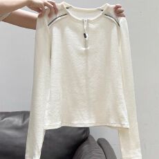 批发【~竹节螺纹 260g+原版拉链+原版做工】半拉链磨毛加厚长袖T恤