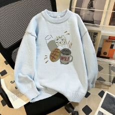 批发毛衣印花600克大码M-4XL300斤秋冬宽松针织男女<b class='q'>情侣</b><b class='q'>同款</b>