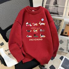 批发实拍毛衣印花600克大码M-4XL300斤秋冬宽松针织男女<b class='q'>情侣</b><b class='q'>同款</b>