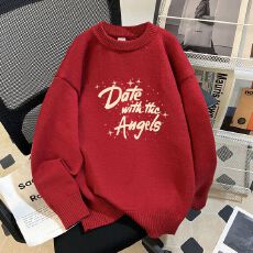 批发实拍毛衣印花600克大码M-4XL300斤秋冬宽松针织男女<b class='q'>情侣</b><b class='q'>同款</b>