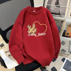 批发实拍毛衣印花600克大码M-4XL300斤秋冬宽松针织男女<b class='q'>情侣</b><b class='q'>同款</b>