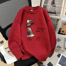 批发实拍毛衣印花600克大码M-4XL300斤秋冬宽松针织男女<b class='q'>情侣</b><b class='q'>同款</b>