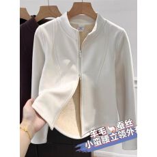 批发【官图~德绒复合底布+后包领】立领双拉链<b class='q'>修身</b>显瘦保暖开衫<b class='q'>外套</b>