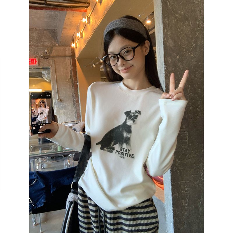 경관 그림 280 그램 원본 긴팔 티셔츠 기본 셔츠 여성 얇은 쇼트 스타일 인사이드 가져 가라. 봄 가을 새로운 페이크 레이어드 폴로 칼라 맨위