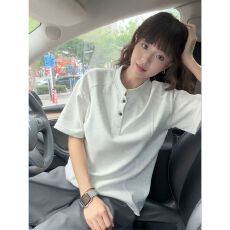 批发官图220克曼巴棉<b class='q'>短袖</b>t恤男女<b class='q'>情侣装</b>夏纯色新款正肩立领领上衣