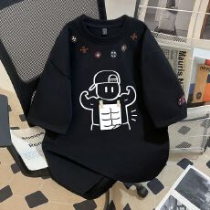 批发实拍【280克双纱纯棉】重磅刺绣+（印花）短袖t恤男女同款<b class='q'>情侣</b>