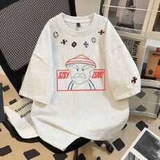 批发实拍【280克双纱纯棉】重磅刺绣+（印花）短袖t恤男女同款<b class='q'>情侣</b>