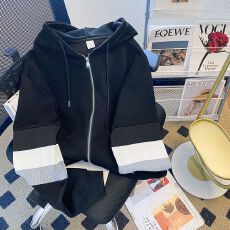 批发实拍纯棉面华棉复合<b class='q'>卫衣</b>薄款2025早秋新款潮连帽上衣开衫外套<b class='q'>女</b>装