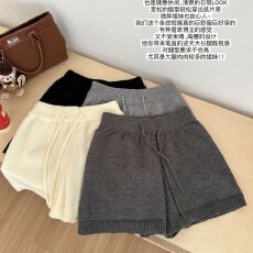 批发【~原版<b class='q'>北极</b><b class='q'>绒</b>面料+原版做工】高腰宽松阔腿针织短裤女