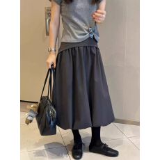 批发咖色日系半身裙女夏季2026新款显瘦a字伞裙小个子休闲冰丝花苞裙