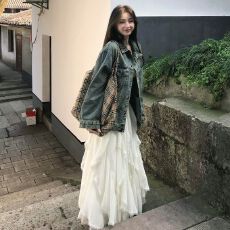 批发白色蕾丝不规则半身裙女春秋夏2026新款垂坠感高腰显瘦a字蛋糕裙