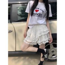 批发春夏新品蕾丝网纱短裙2026半身裙女高腰A字蛋糕蓬蓬半身裙多层次