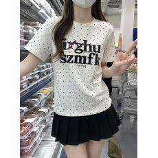 批发官图1*1纯棉螺纹短袖t恤<b class='q'>女装</b>夏新款韩系印花复古波点圆领上衣